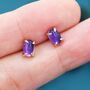 Genuine Dark Amethyst Oval Stud Earrings, thumbnail 4 of 12