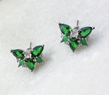 Emerald Zircon Stud Earrings, 2 of 4