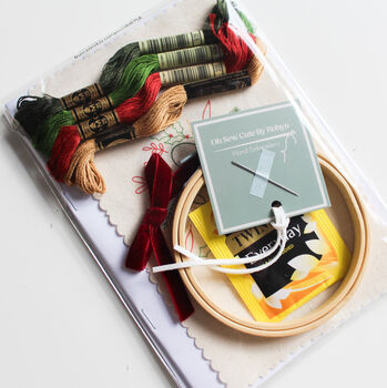 “Joy” With Festive Foliage Design Beginner Embroidery Kit, Hand Embroidery, 2 of 6