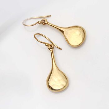 18k Gold Plated Brass Pear Drop Earrings, 3 of 4