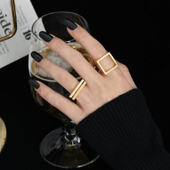 Sterling Silver Flat Bar Adjustable Ring, 2 of 5