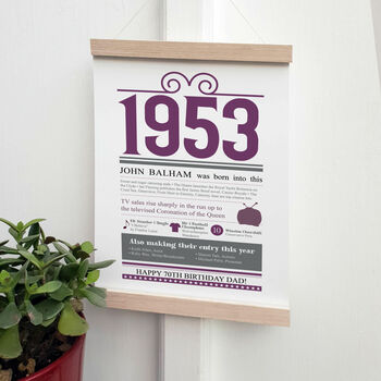 Personalised 70th Birthday Gift Print Life In 1953, 3 of 9