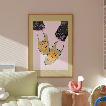 Smile Slippers Poster, Fashion Illustration Art Print, 3 of 4