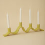 Handmade Chartreuse Wavy Ceramic Candelabra For Four Candles, thumbnail 2 of 9