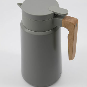 Steel And Beech Thermos Flask In Grey, 4 of 6