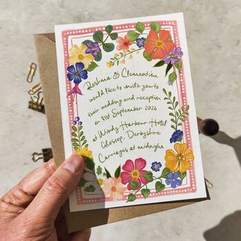 Whimsical Garden Flowers Evening Wedding Invitations, 2 of 8