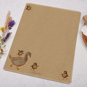 A4 Kraft Letter Writing Paper With Duck And Chicks, 3 of 4