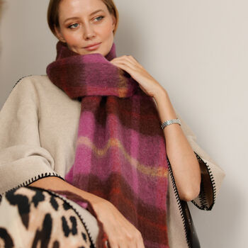 Wool Blend Cosy Checked Winter Scarf, 2 of 8