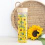 Sunflower Print Glass Water Bottle, thumbnail 1 of 2