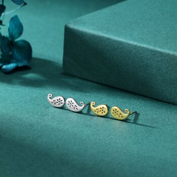 Sterling Silver Paisley Pattern Stud Earrings, 4 of 12