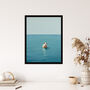 Open Water Swimming Cow Bathroom Blue Wall Art Print, thumbnail 4 of 6