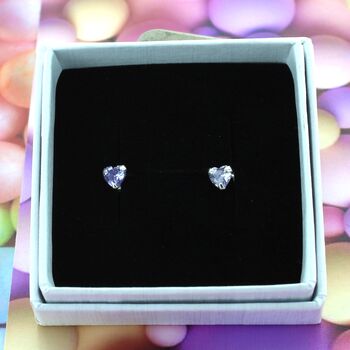Silver Heart Ear Studs Set With Cubic Zirconia, 3 of 5
