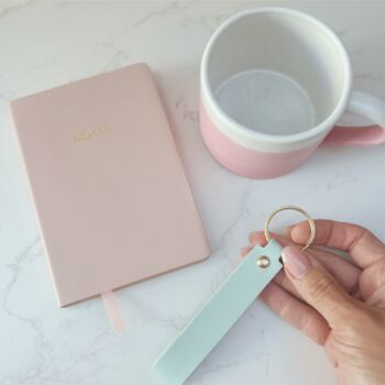Stylish Gift Box For Her – Ombre Mug, Notebook And Keyring Set In Green, Pink Or Blue, 6 of 12