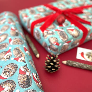 Hedgehog Christmas Wrapping Paper, 4 of 12