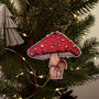 Fairytale Toadstool Illustrated Wooden Christmas Decoration, thumbnail 2 of 4