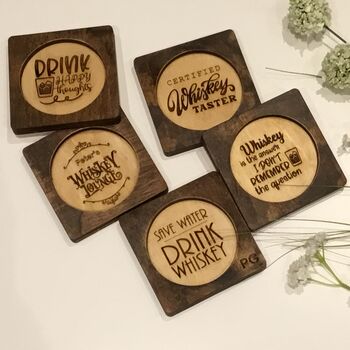 Whiskey Barrel Coasters, Bar Coasters Set Of Two, 5 of 6