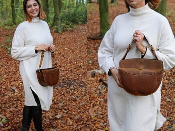Half Moon Leather Handbag Womens Gift Personalised, 5 of 12