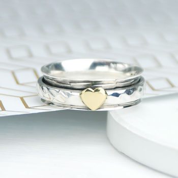 Mia Heart Narrow Sterling Silver Spinning Ring, 4 of 8
