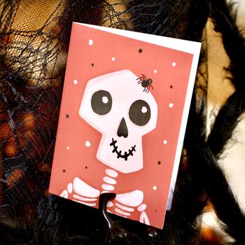 Happy Skeleton Halloween Greetings Card, 2 of 6