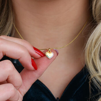 Personalised Gold Plated Rainbow Crystal Heart Necklace, 2 of 4