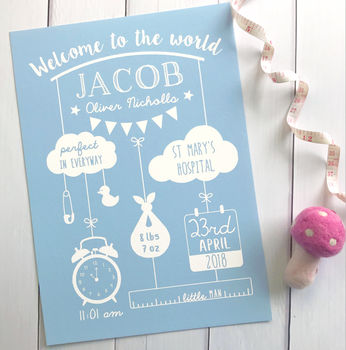 Personalised New Baby Birth Print, 6 of 6