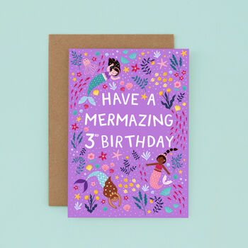 Any Age Mermaid Birthday Card, Girls Birthday Card, 4 of 9