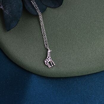 Sterling Silver Very Small Giraffe Necklace, 2 of 11