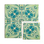 Botanical Green Blue Ceramic Tile, thumbnail 7 of 12