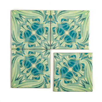 Botanical Green Blue Ceramic Tile, 7 of 12