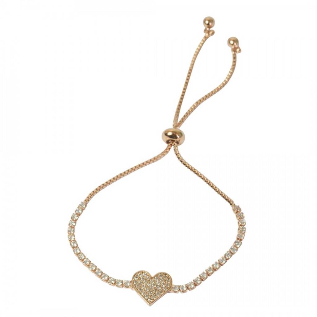 Heart Sparkly Adjustable Bracelet By Lovethelinks | notonthehighstreet.com