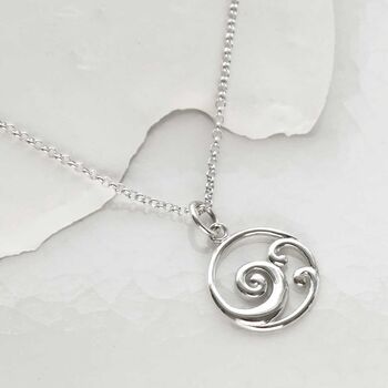 Sterling Silver Ocean Wave Necklace, 2 of 6