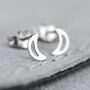 Sterling Silver Mini Open Crescent Moon Studs, thumbnail 2 of 4