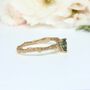 Pear Green Sapphire Nature Ring, Gold Twig Ring, thumbnail 4 of 6
