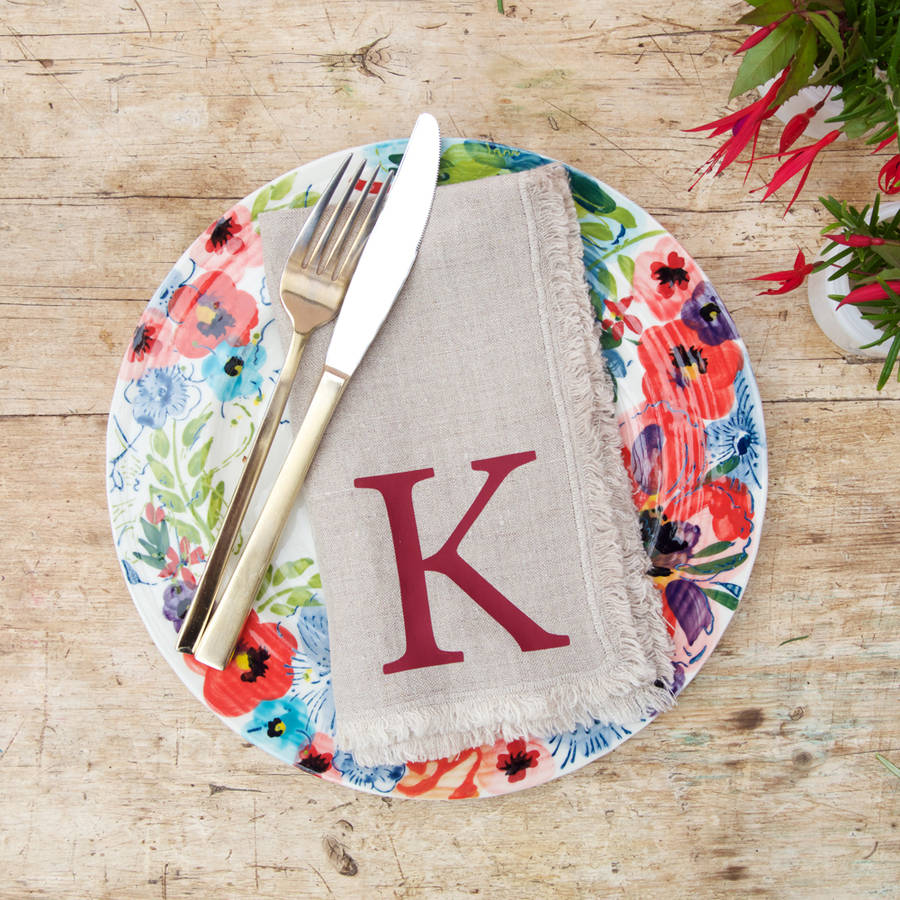 Personalised Linen Initial Napkin By Jonny's Sister