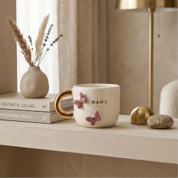 Mama Ceramic Mug With 24 K Gold And Butterfly Detail, 3 of 6
