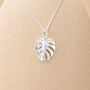 Personalised Sterling Silver Monstera Leaf Pendant Necklace, thumbnail 3 of 11
