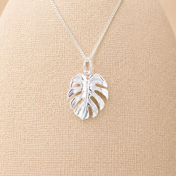 Personalised Sterling Silver Monstera Leaf Pendant Necklace, 3 of 11