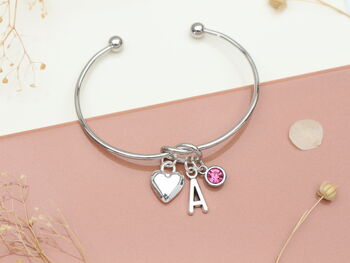 Personalised Heart Initial Silver Bracelet Friendship Knot, 5 of 8