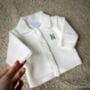 Luxury White Knitted Baby Cardigan, thumbnail 4 of 7