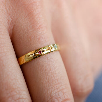 9ct Gold Family Birthstone Personalised Stardust Ring, 2 of 8