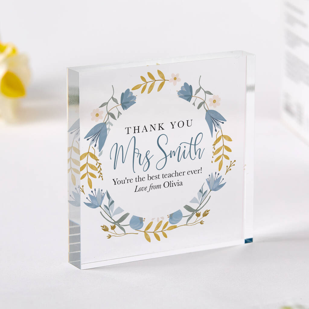 Floral Thank You Teacher Gift Plaque Keepsake