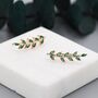 Emerald Cz Leaf Crawler Earrings, thumbnail 8 of 12