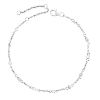 Sterling Silver Skinny Drop Anklet With White Topaz, 2 of 6