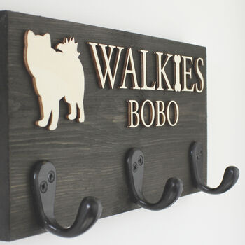 Personalised Walkie's Dog Name And Breed Dog Hook Sign, 5 of 12