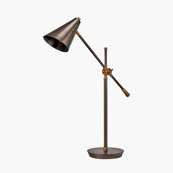 Antique Bronze And Brass Adjustable Task Table Lamp, 4 of 10