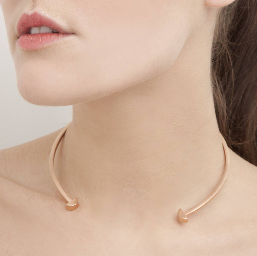 Rose Gold Plated Silver Choker Necklace, 1 of 8