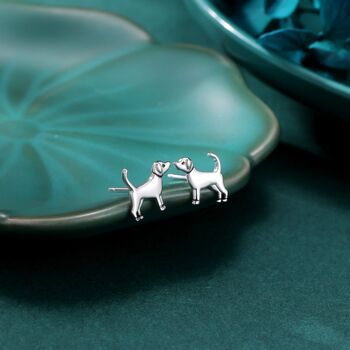 Cute Dog Stud Earrings In Sterling Silver, 2 of 12