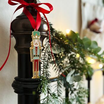 Nutcracker Enamel Christmas Tree Decoration, 6 of 9