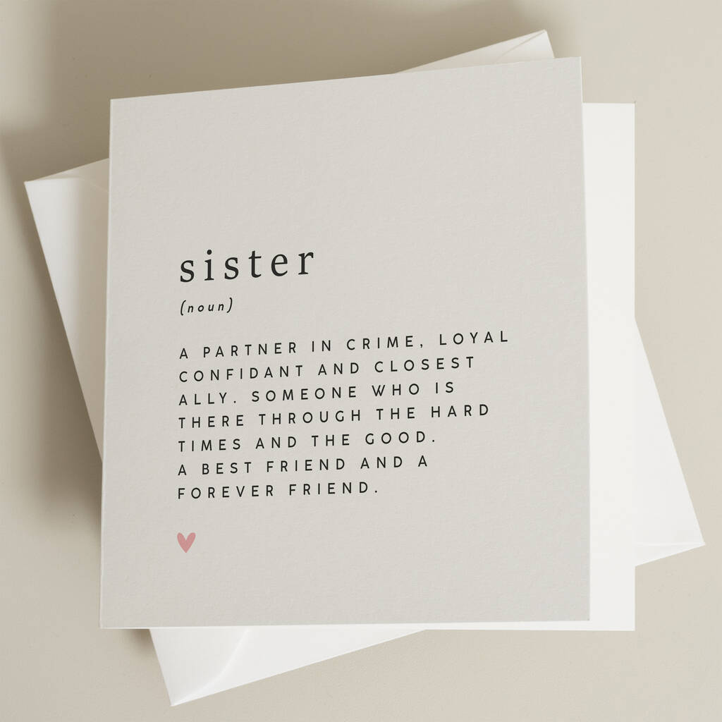 Sister Meaning Card By Twist Stationery Notonthehighstreet