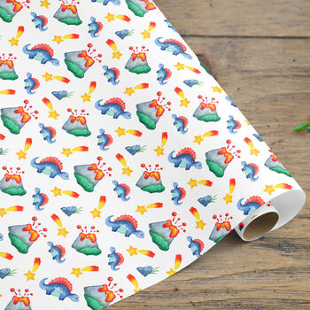 Dinosaur Gift Wrap Wrapping Paper Roll, 3 of 3